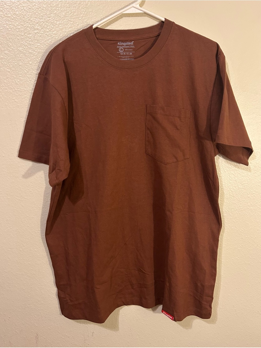 Kingsted Large Heavyweight Brown Pocket Tee - Men's Casual Short Sleeve Shirt